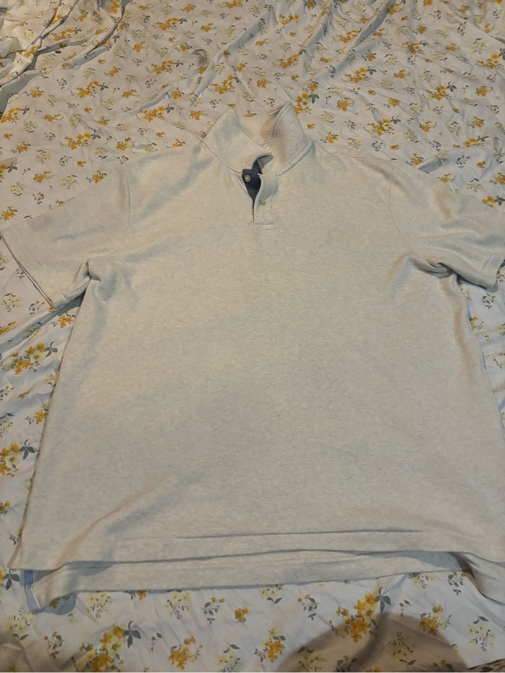 Chaps Light Gray Polo with Navy Contrast Placket